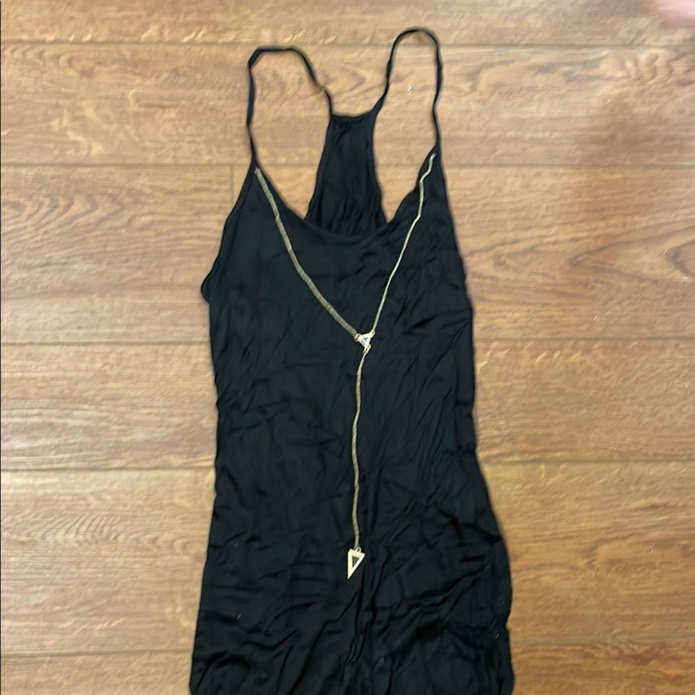 Black Dress with Gold Necklace